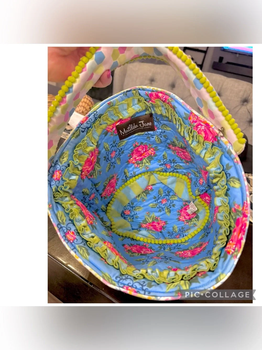 NWT Matilda Jane Floral Easter Basket Spring Bunny Egg Hunt Keepsake Tote